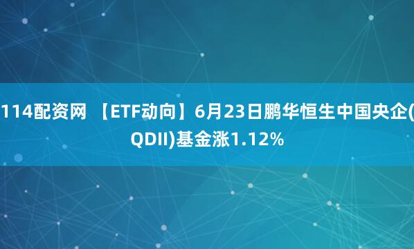 114配资网 【ETF动向】6月23日鹏华恒生中国央企(QDII)基金涨1.12%